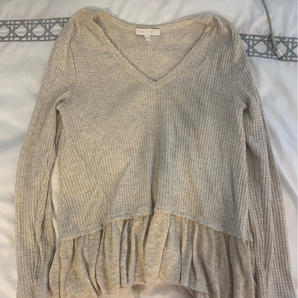 Anthropologie Ruffle Long Sleeve Top